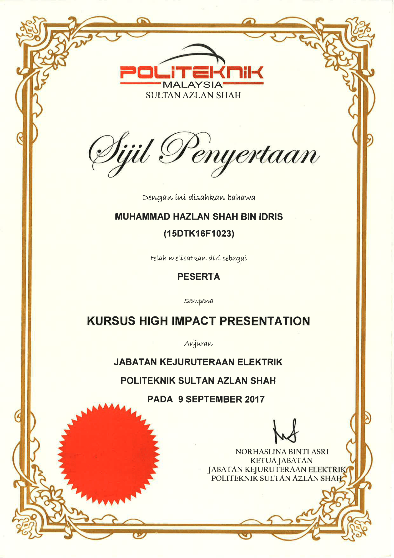 High Impact Courses Participation